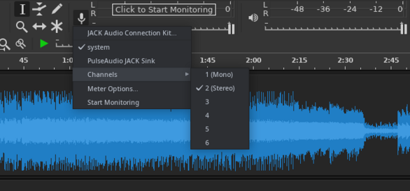 Selected microphone indicator now allows you to change the Input device, as well as the channels being used.