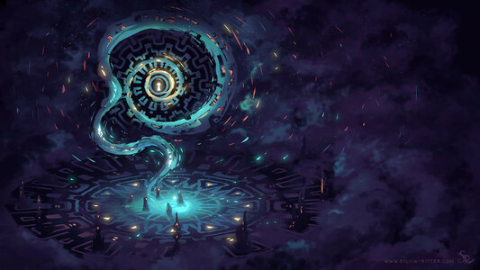 A sacred place. Gathering all the most powerful magicians of the galaxy to unlock the secret code of eternity. A powerful spell full of energy and sparks emerges from the center of the sacred arena and there are high hopes their magic will bring good fortune.