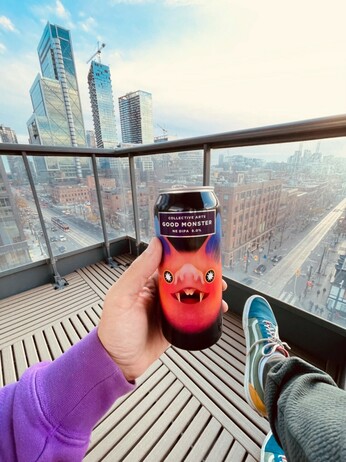 Having a beer on the balcony