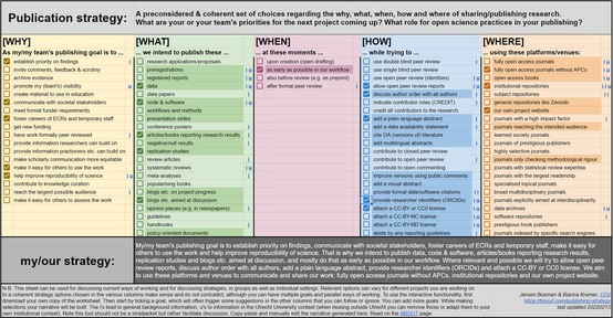 worksheet supporting publishing strategy discussions