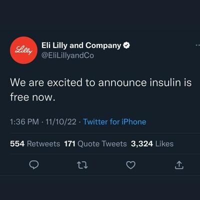 Fake tweet from Eli Lilly