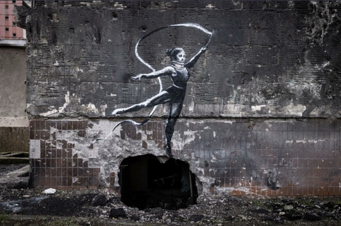 latest Banksy in Irpin, Ukraine