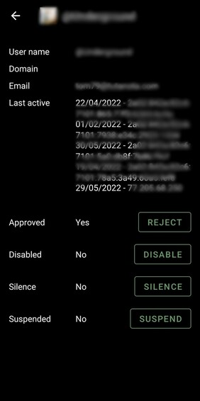Moderation feature when visiting a profile. This page can be reached from any messages (account that posted the message).