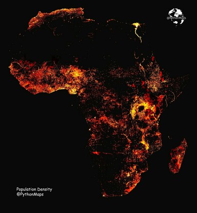 Africa population density map