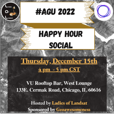 Flyer for Ladies of Landsat and Geoawesomeness social on December 15 from 4-5pm CST in Chicago.