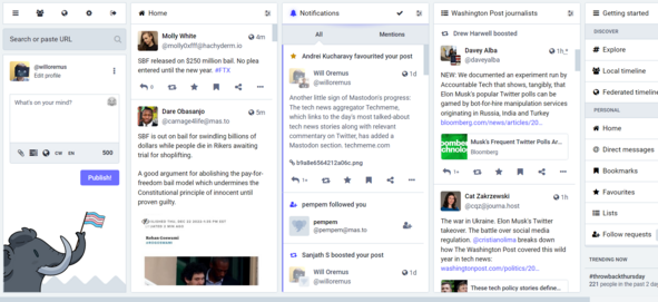 Screenshot of Mastodon for web.