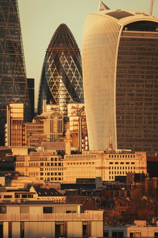 The city of london  in the golden sunset