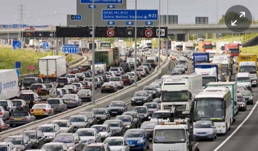 Jammed busy freeway