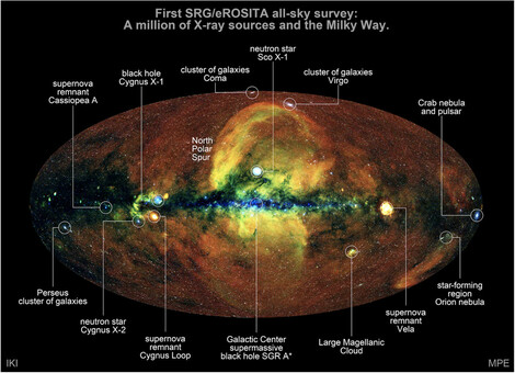 The first SRG/eROSITA all-sky survey:

https://www.mpe.mpg.de/7461950/erass1-presskit