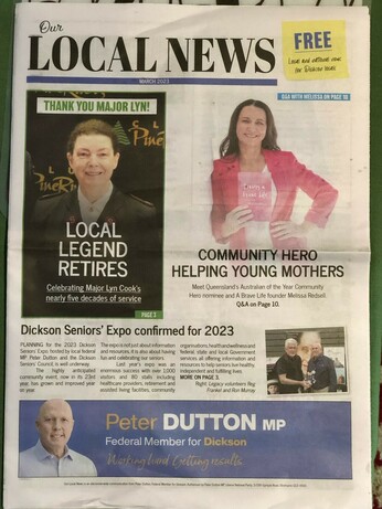A generic looking newspaper of some dozen pages or so, entitled Our Local News.
