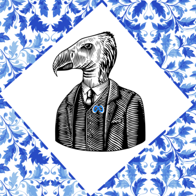 Buitre con chapa de Meta, dentro de un azulejo de Talavera.