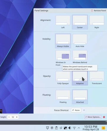 A view of Plasma panels' new visual configuration helper.