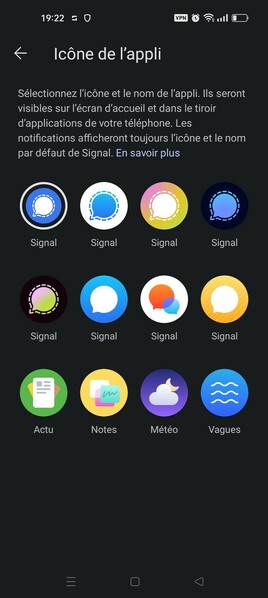 Choix de l'icône de l'application
