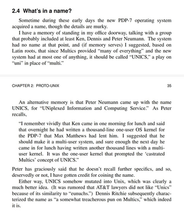 A page from Unix: a history and a memoir