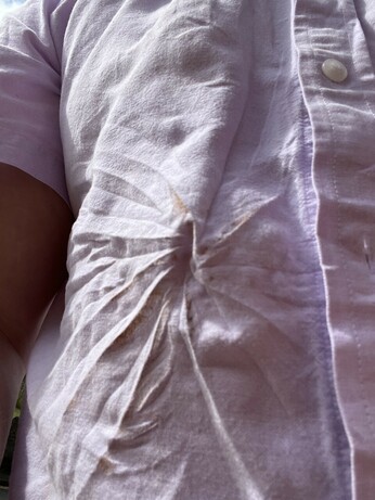 Shirt, wrecked by a serious masonry drill!
