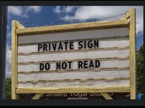 Private sign, do not read
