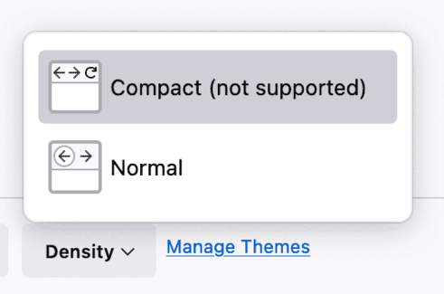 Customize Toolbar - Density - Compact