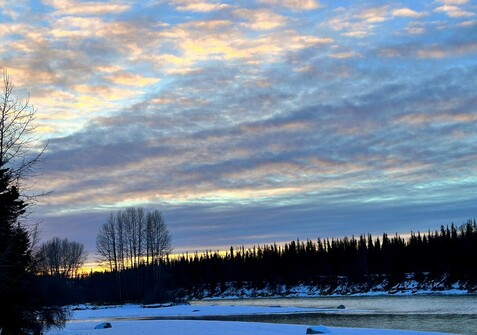 Gorgeous sky of many colors over the Kenai River today at sunset