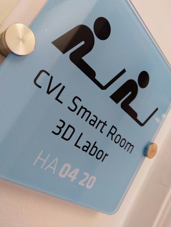 Photo of door sign of CVL Smart Room 3D Lab.