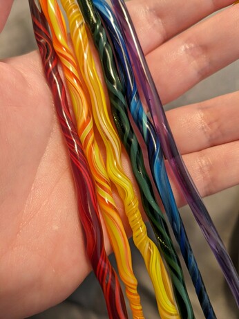 rainbow of weird twisty glass cane