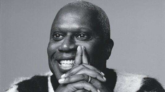 Beautiful Black and white portrait photo of Andre Braugher smiling, photo credit: Gioncarlo Valentine for Variety