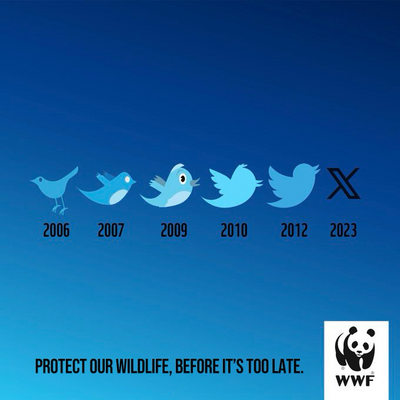 WWF: PROTECT OUR WILDLIFE, BEFORE IT'S TOO LATE. (Dazu Twitter-Vogel)