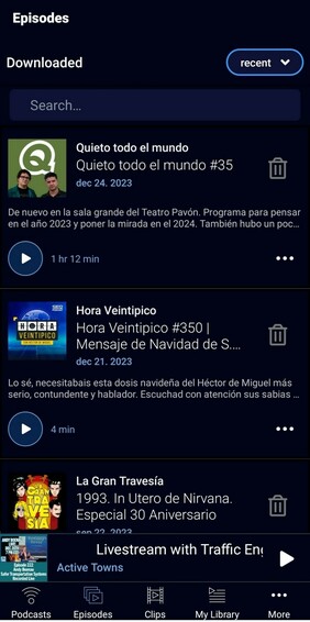 Screenshot of Podverse, a podverse free software.