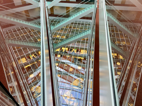 Overhead shot of the MPI building during the hackathon.