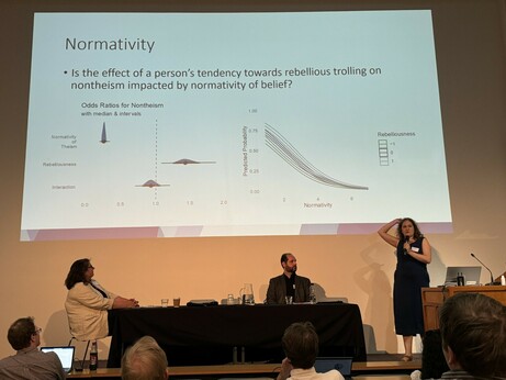 The "normatively of theism" may have also been the strongest predictor of NOT being a theist (vs. atheist/agnostic): maybe 25% offs