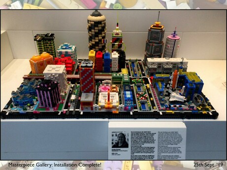 A close up of my Micropolis builds in the display case