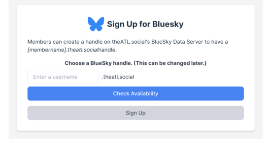 Bluesky signup form for theATL.social