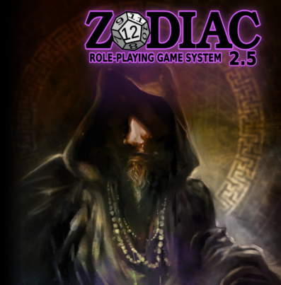 Fragmento de la portada de Zodiac 2.5, con el logo renovado y la imagen (ilustrada por Daniel Jimbert) de un hechicero encapuchado con rasgos étnicos y culturales muy diversos.