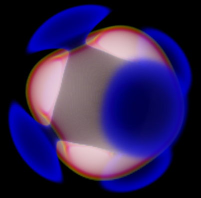 The local curvature in the total electron density reveals ‘lumps and holes’ in atoms that are consistent with commonly invoked orbital models of the molecule. The cobalt +3 ion shown has six blue ‘trumpet horns’ coming out of its core that could easily be mistaken for the empty ‘Eg’ orbitals of the ion in the crystal field model of cyanocobalamin.  More details in Nature essay linked in the first reply.