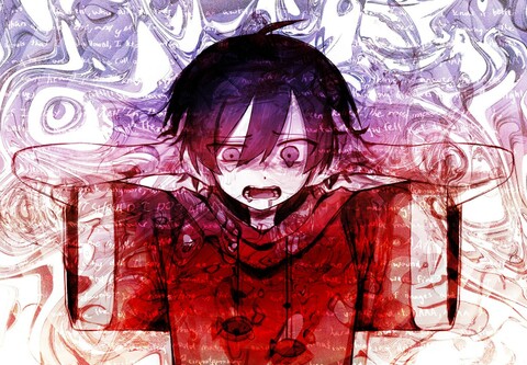 Scared anime boy