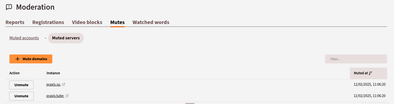 Menu to mute whole domains in PeerTube