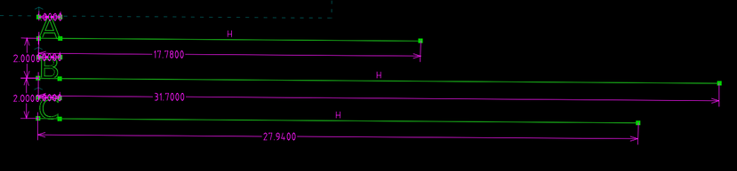 A view in the sketch of these 3 lines. They all have a defined length associated with them