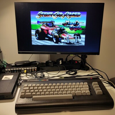 Stunt Car Racer (unofficial Plus/4 port by TCFS) running on the expanded C16.