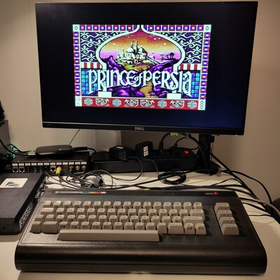Prince of Persia (unofficial Plus/4 port by TCFS) running on the Commodore 16.