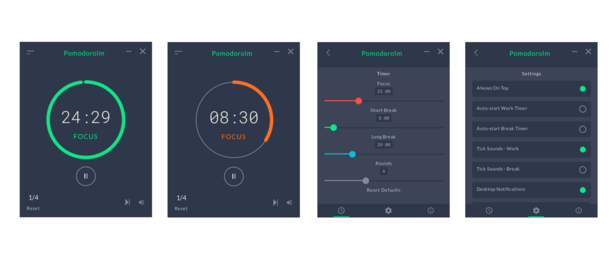 Screenshot of the Pomodorolm app