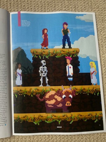 A page from Edge Magazine, showing the main characters of Quantum Witch