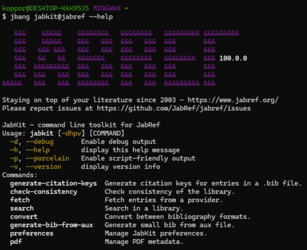 Output of jbang jabkit@jabref --help