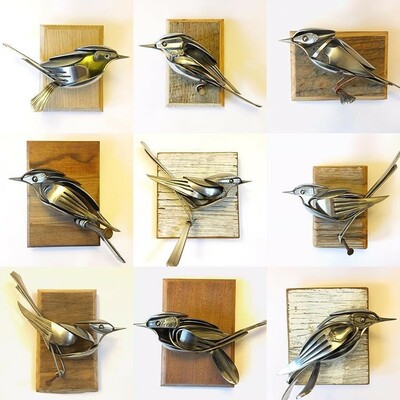 Des sculptures d'oiseaux en recyclage de couverts et autres métaux par Matt Wilson 1