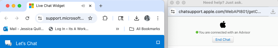 A screenshot of two help support windows.