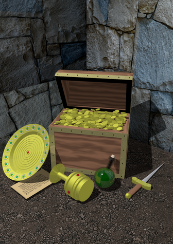 The latest iteration of my dungeon scene described in previous posts. New additions are a dagger lying on the floor on the right, and a scroll tucked under the plate on the left. The scroll has some Etruscan writing on it, taken from the Pyrgi tablets.