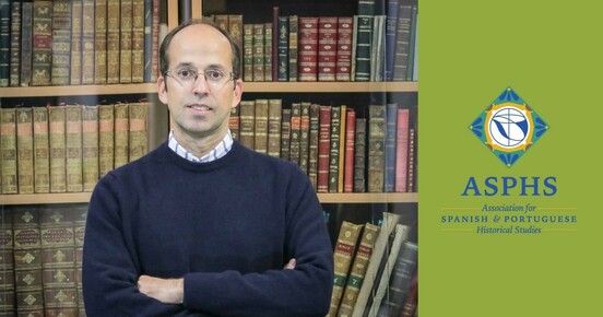 Illustrative image of the news item, composed of a photograph of Quintino Lopes and the logo of the Association for Spanish and Portuguese Historical Studies.
