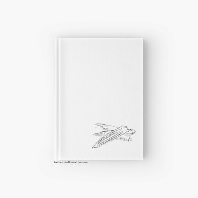 brush pen illustration of okra printed on a hardcover note book