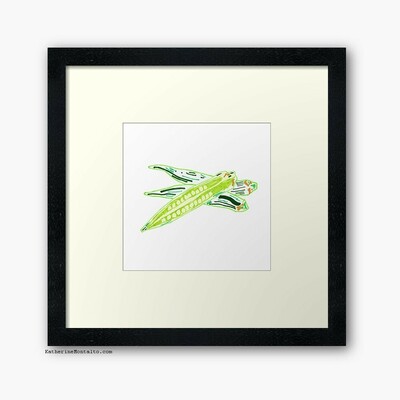 framed print of a marker illustration of okra