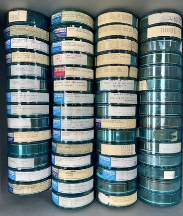 A box of DECtapes containing mostly PDP-10 code.
