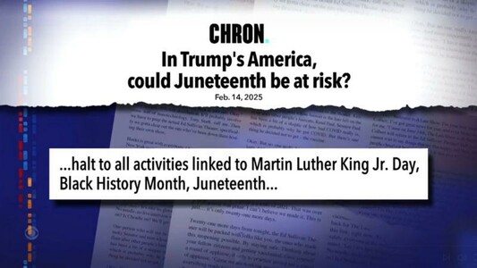 Trump's first day in office, he signs an Executive Order (NOT in front of the cameras) forbidding government agencies from recognizing MLK Day, Black History month, or Juneteenth.