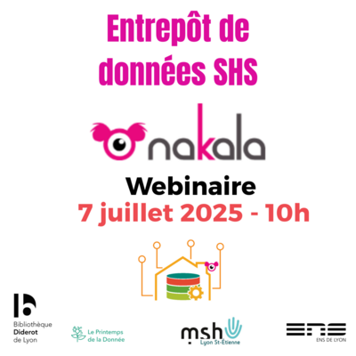 Webinaire Entrepôts de données SHS le 7 juillet 2025 10h focus nakala - MSH-LSE, Bibliothèque Diderot de lyon, ENS de lyon